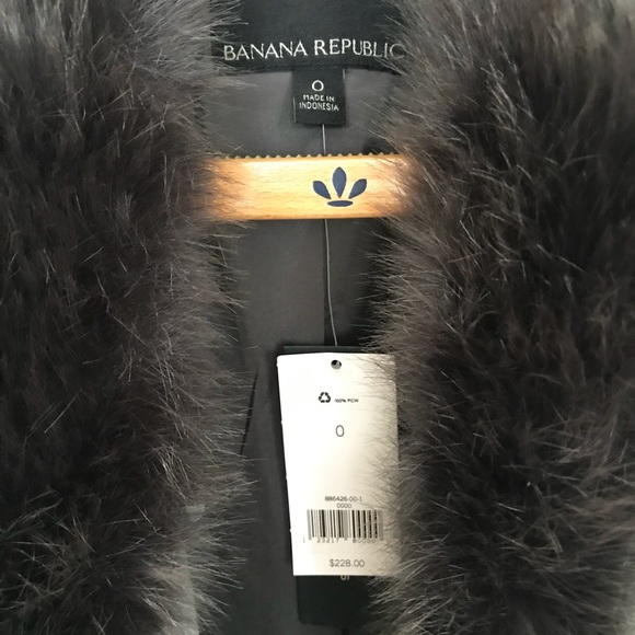 NWT Banana Republic Gray Fur Collar Bell Sleeves Chic Blazer Jacket Women's sz 0 - Picture 9 of 13